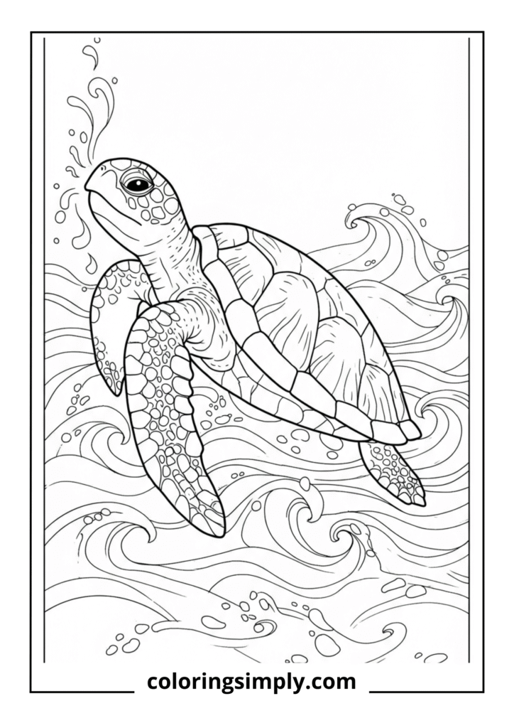 Sea Turtle Breathing at Surface