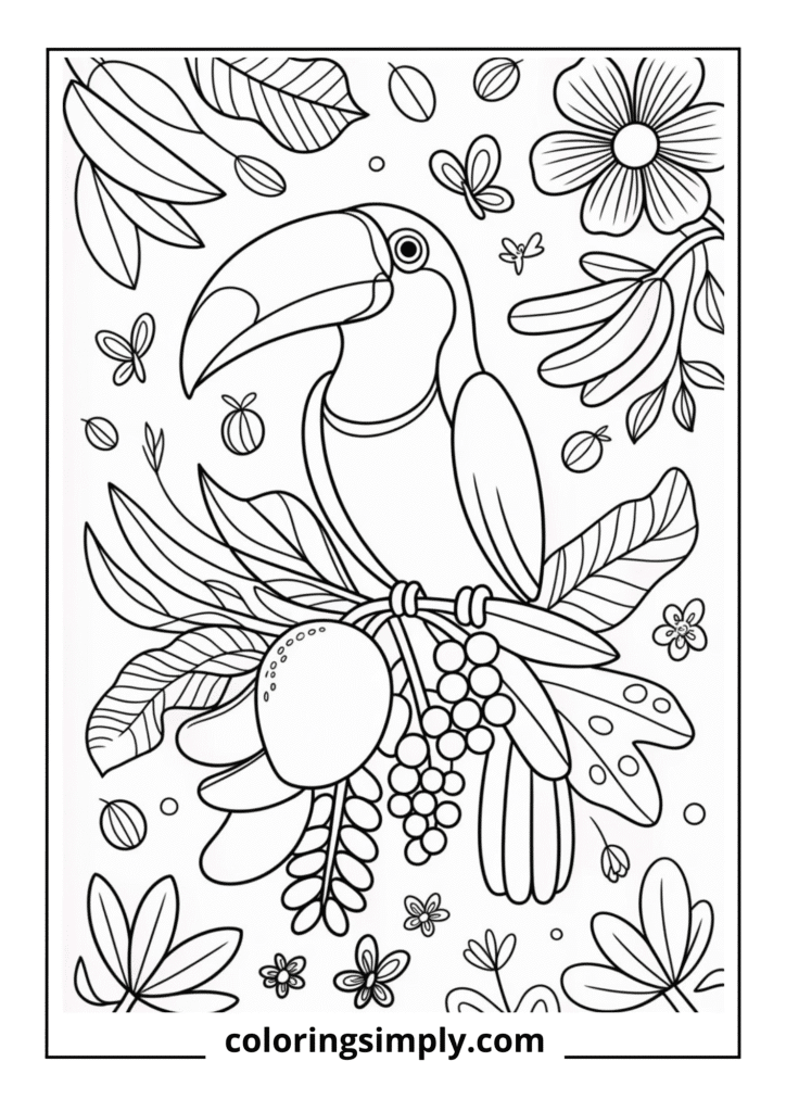 Toucan with Tropical Fruits