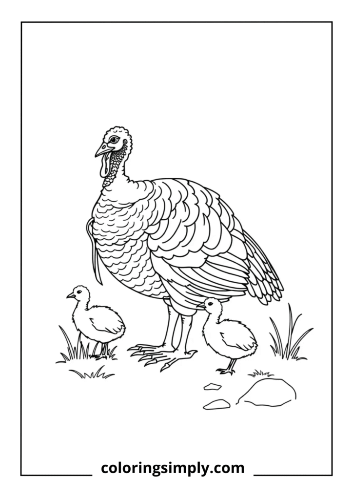 Turkey Hen with Poults