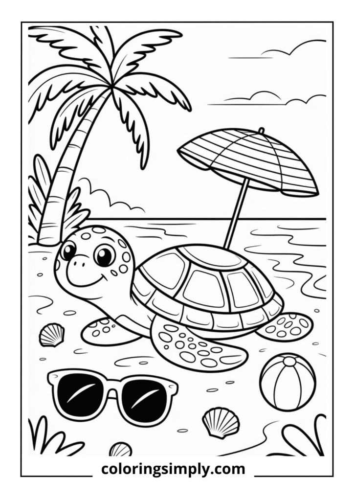 Turtle Sunbathing on Beach