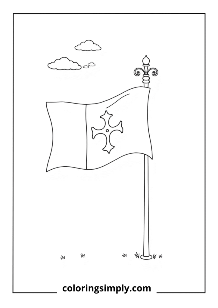 Waving Monaco Flag on Ornate Pole