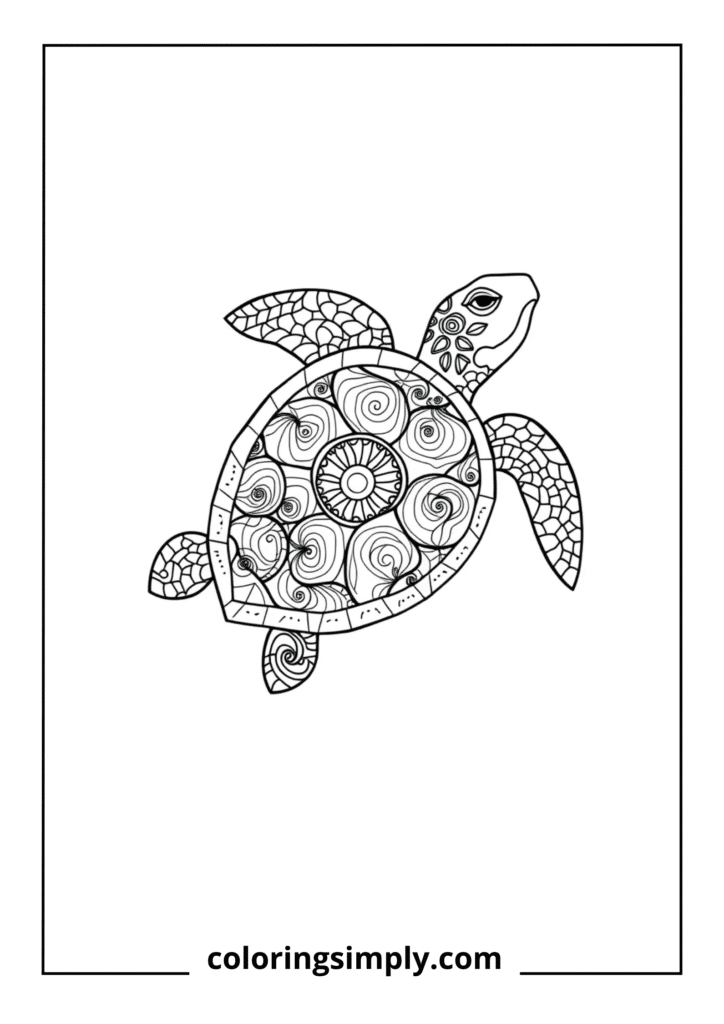 Zentangle Turtle with Patterns